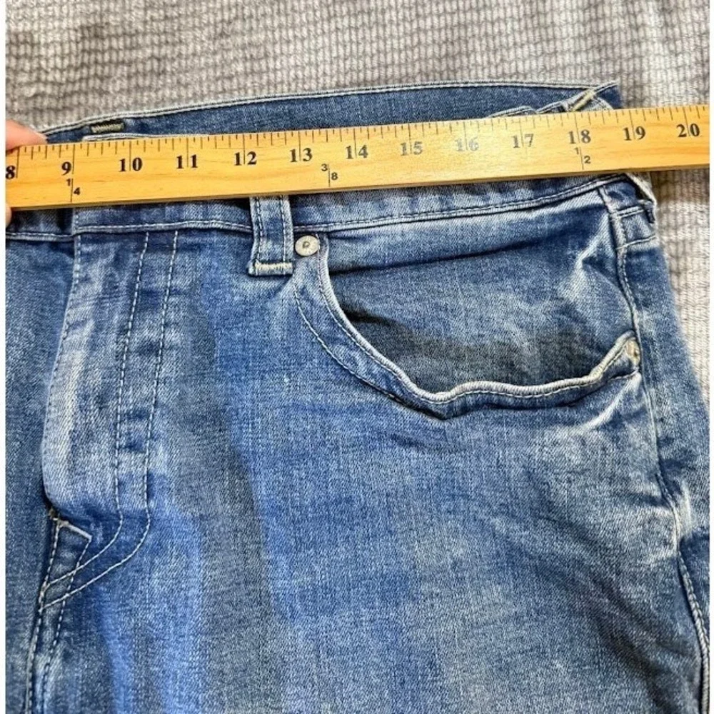 True Religion Ricky Relaxed Straight Denim Shorts Men 38X11 Blue Cut Off Raw Hem